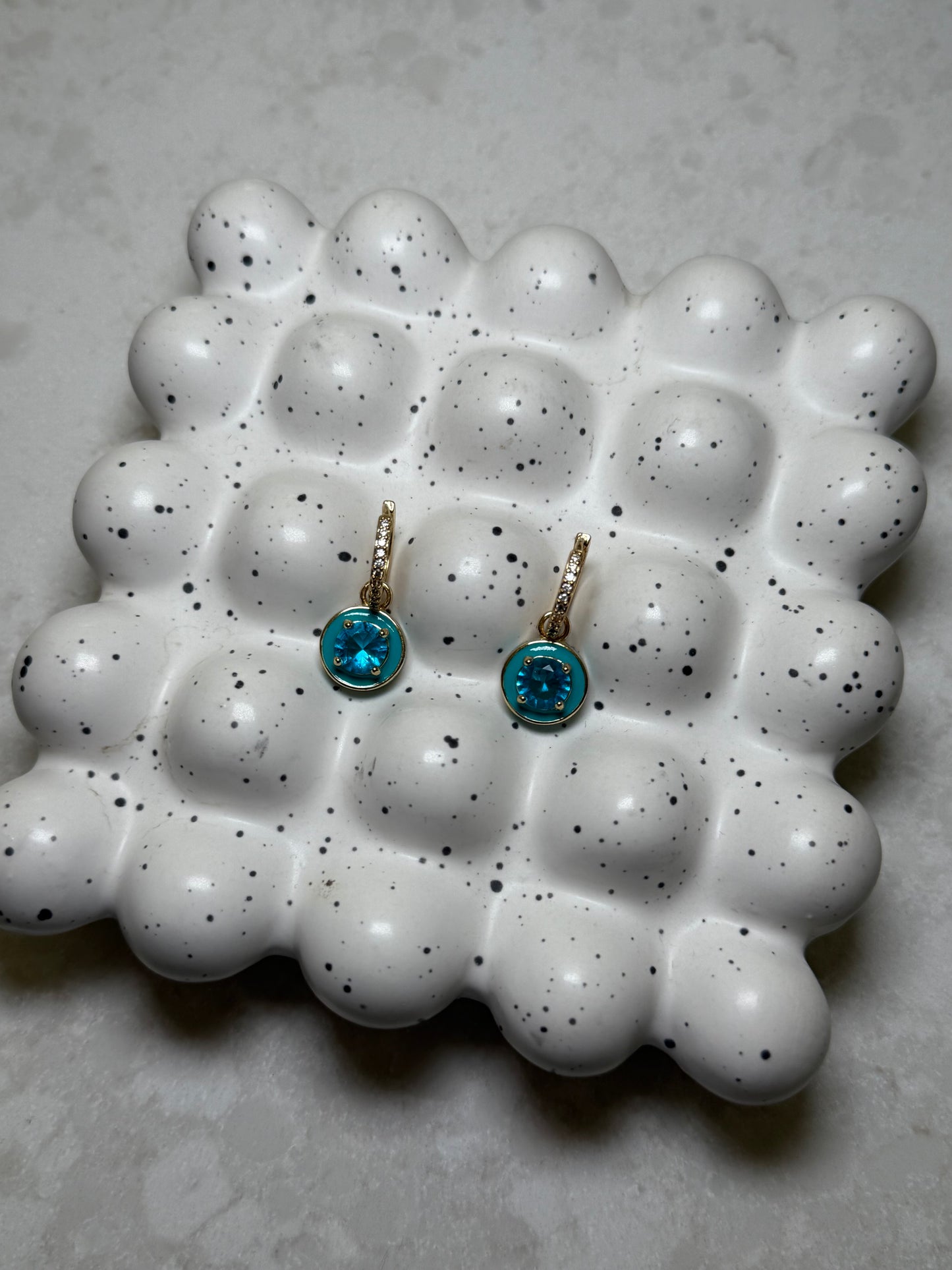 Aqua Diamond Stud Earrings
