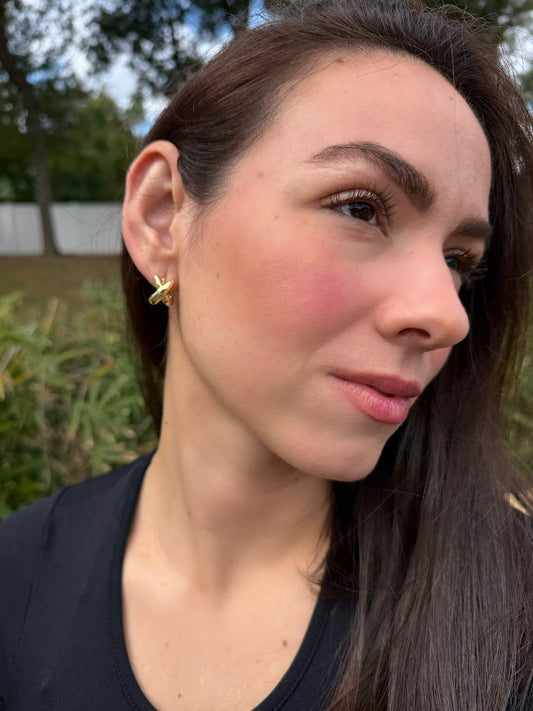 Two-Tone X Stud Earrings