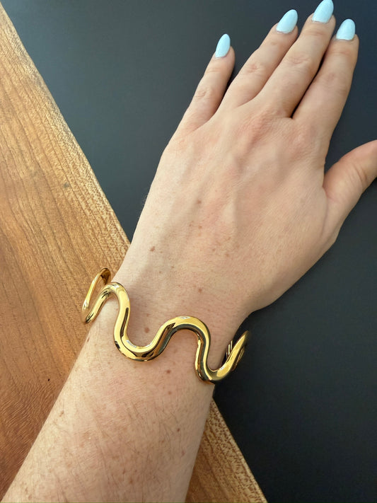 Gold Abstract Adjustable Cuff Bracelet
