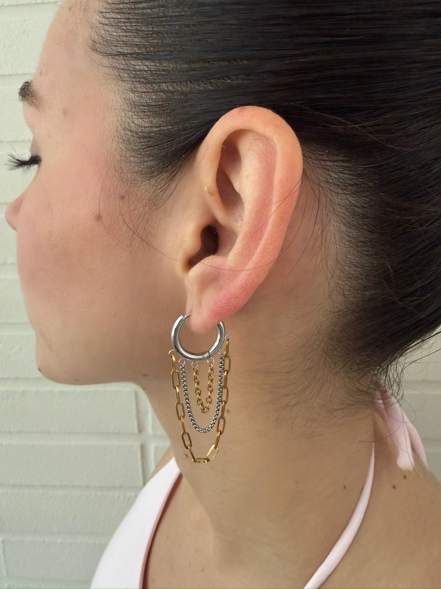 Gold & Silver Chain Hoop Earrings