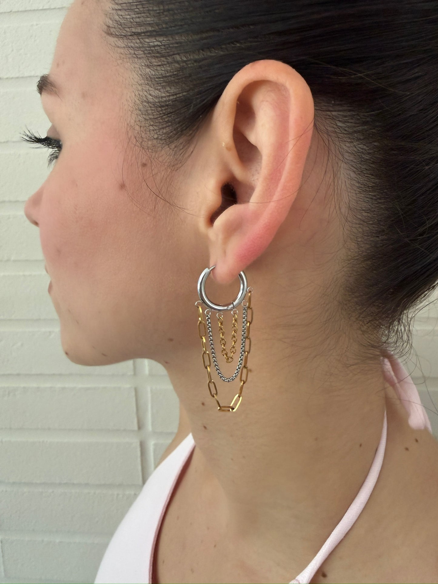 Gold & Silver Chain Hoop Earrings
