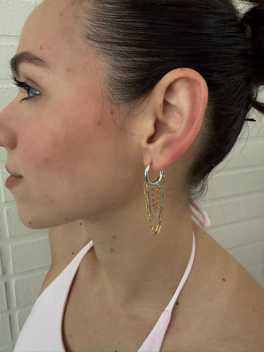 Gold & Silver Chain Hoop Earrings