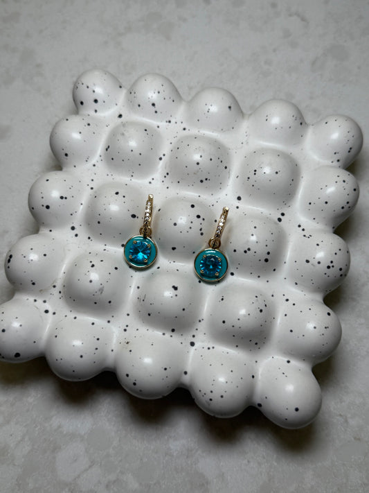 Aqua Diamond Stud Earrings